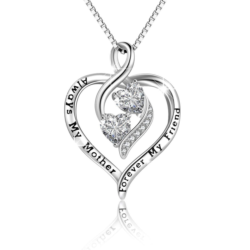 [Australia] - YFN Mother Necklace Mum Gifts from Daughter Sterling Silver Love Heart Pendant Necklace Jewellery for Mum 
