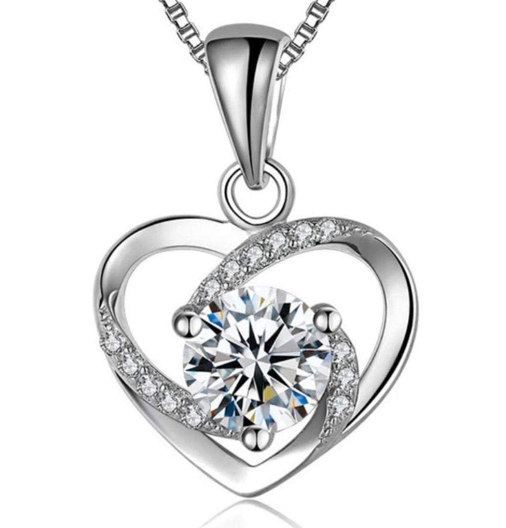 [Australia] - Sunnyshopday 925 Sterling Silver,Sweet Love Heart Pendant.18 inches,Italian Box Chain Necklace Women Girls Jewelery Box 