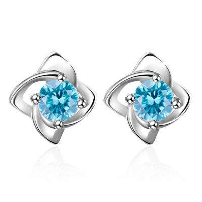 [Australia] - Alexandro Solid 925 Sterling Silver Stud Earrings Blue 