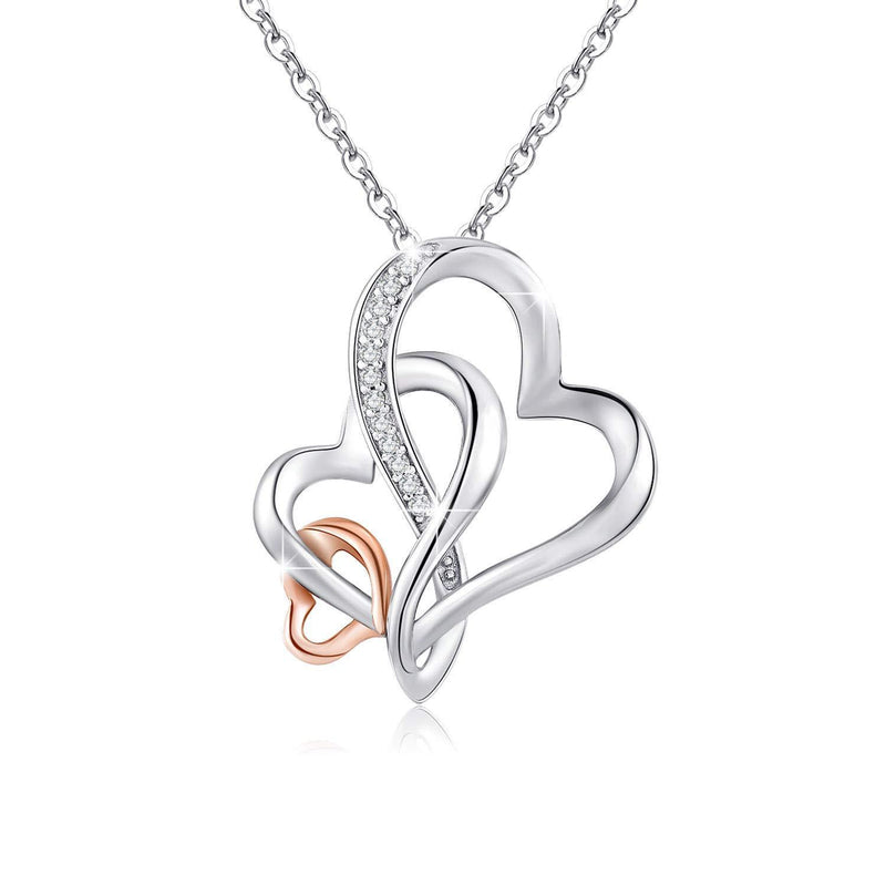 [Australia] - Three Generations Necklace for Grandma Gifts Jewelry S925 Sterling Silver Grandmother Mom Granddaughter Mothers Day Necklace Jewelry Birthday Gifts Rose Gold Tone Infinity Love Necklace 