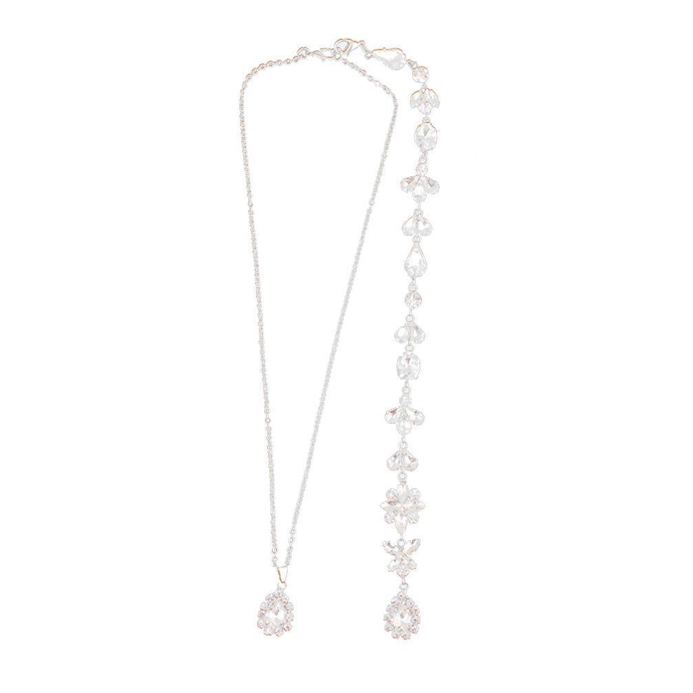 [Australia] - Happyyami Crystal Back Necklace Wedding Dress Rhinestone Necklace Backless Dress Back Drop Body Chain for Wedding Party (Silver) 