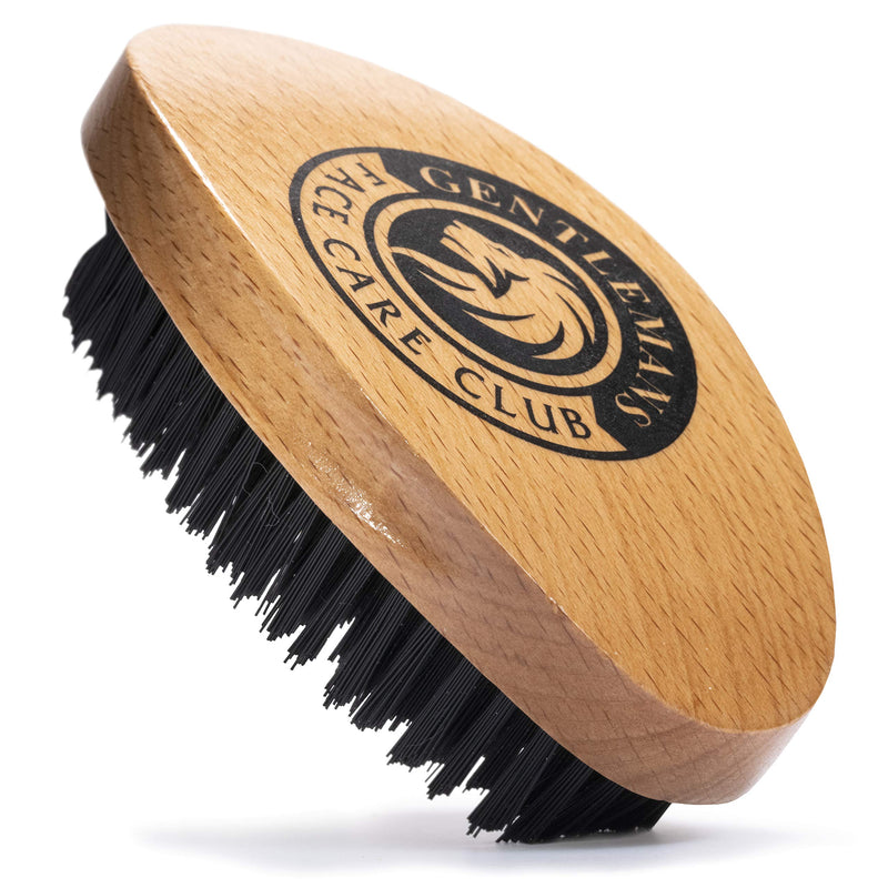 [Australia] - Vegan Friendly Beard Brush For Men - 100% Cruelty Free Non Animal Hair - Top Quality Synthetic Bristle With Natural Beech Wood Handle - Shape And Style Your Beard + Use With Beard Oil, Balm Or Wax 