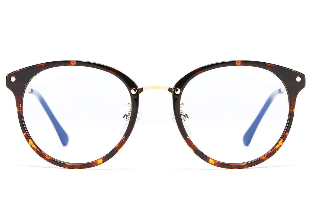 [Australia] - FEISEDY Blue Light Blocking Glasses Classic Nerd Clear Lenses Round Eyeglasses Frame Computer Glasses for Women and Men B2533 002 Leopard 