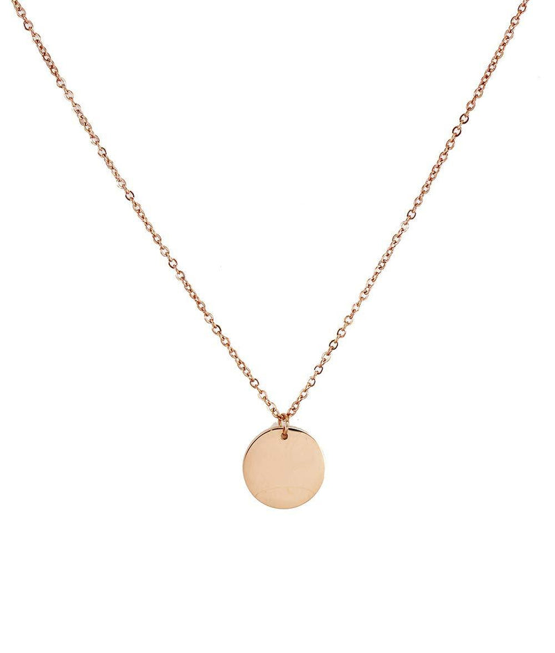 [Australia] - Baobei Women Nickel Free Necklace Circle Pendants Rose Gold Plated Stainless Steel circle Necklace Round Charms Minimalist Style Geometric Design 