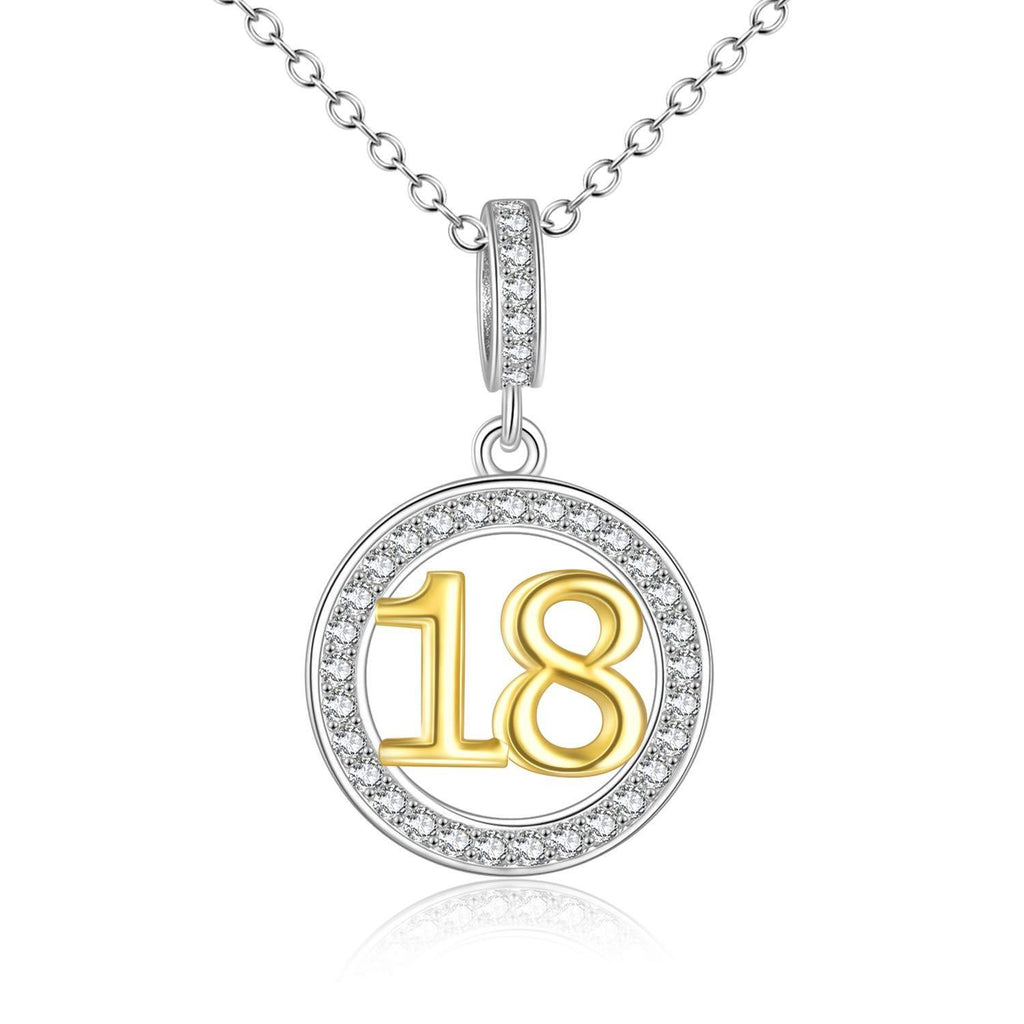 [Australia] - YFN Gold Number Birthday Necklace Sterling Silver 16 18 21 30 40 50 60 Birthday Necklace Pendant Jewellery Birthday Gifts for Women Girls 18th Birthday Charms 