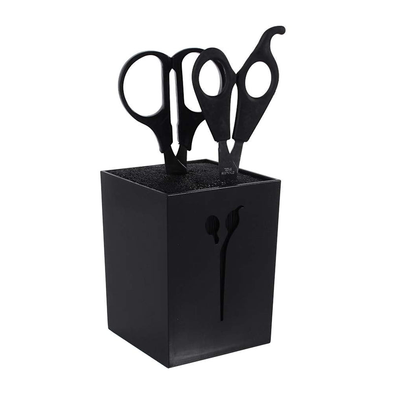 [Australia] - Professional Barber Scissors, Holder Salon Hairdressing Combs Clamps Scissors, Organizer Made of Durable Acrylic Stylish Hollow Scissors Pattern Design (Black) Black 