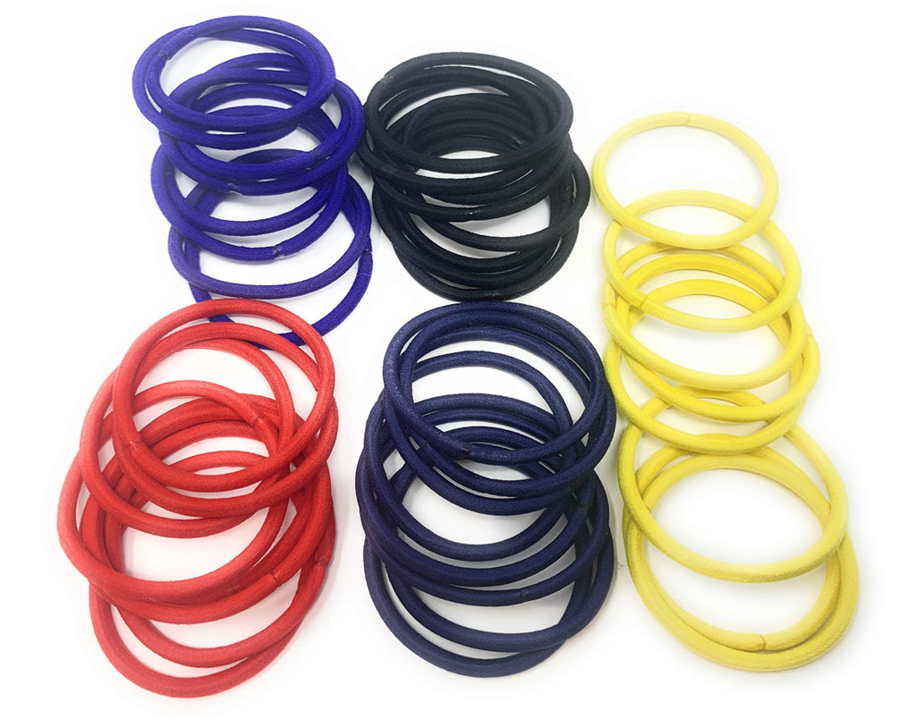 [Australia] - Hair Bands MSC 40 Pc Large Elastic Hair Bobbles 50mm Diameter - 4mm Thick - Hair Ties Bobbles Elastics Hairbands Ponytail Holders No Metal for Women Girls Kids Men Ideal for Thick Hair Assorted40pc 
