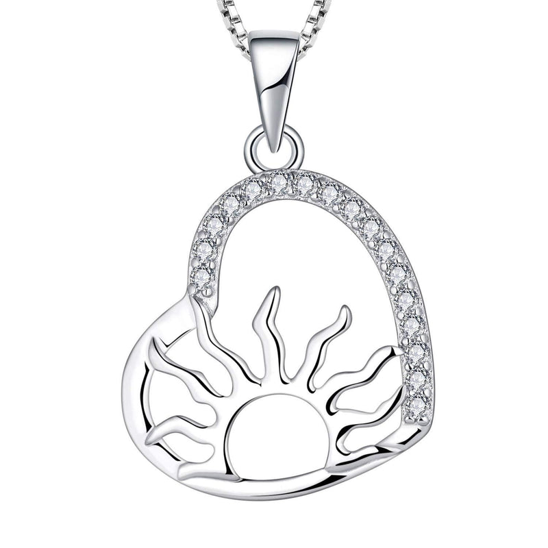 [Australia] - starchenie Heart Pendant 925 Sterling Silver Summer Sun Necklace for Women Silver Sun 