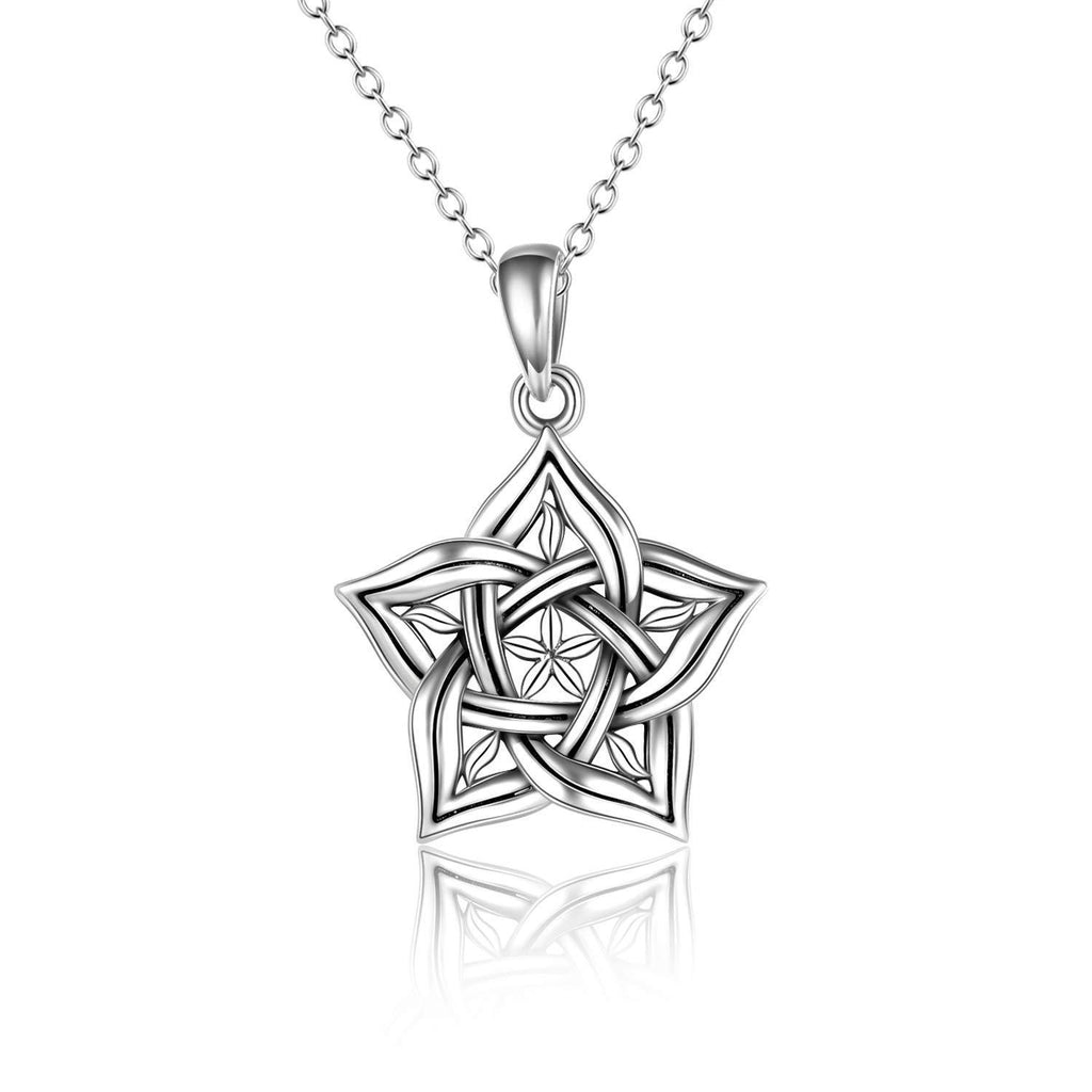 [Australia] - WINNICACA S925 Sterling Silver Pentagram Necklace Pentacle Pendant Star Necklace Celtic Pendant Jewelry for Women Girl Gifts White 