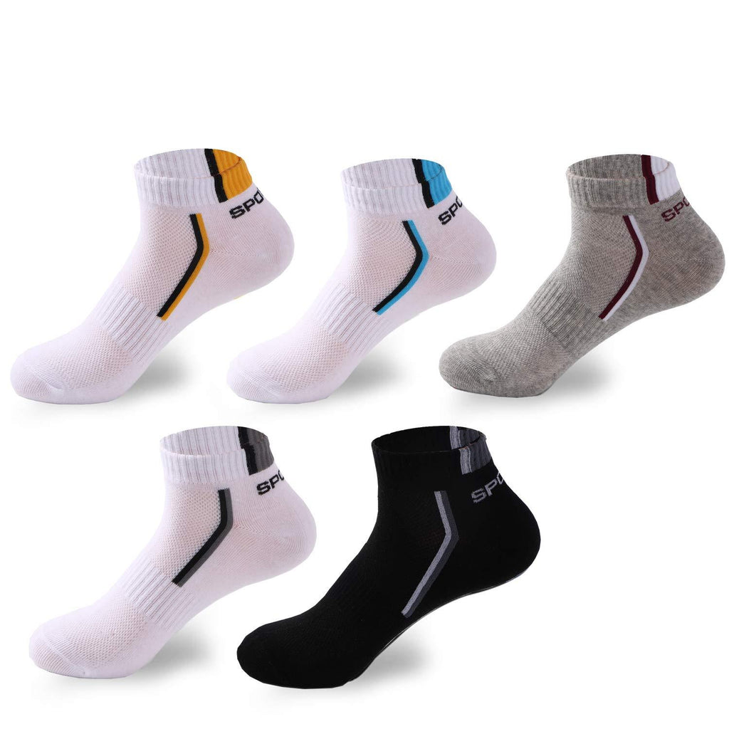 [Australia] - 5 or 10 Pairs Mens Socks Women Low Cut Sports Socks Ankle Athletic Walking ladies socks with Heel Tab (Size 3-12) Mixed 5 Pairs 3-7 