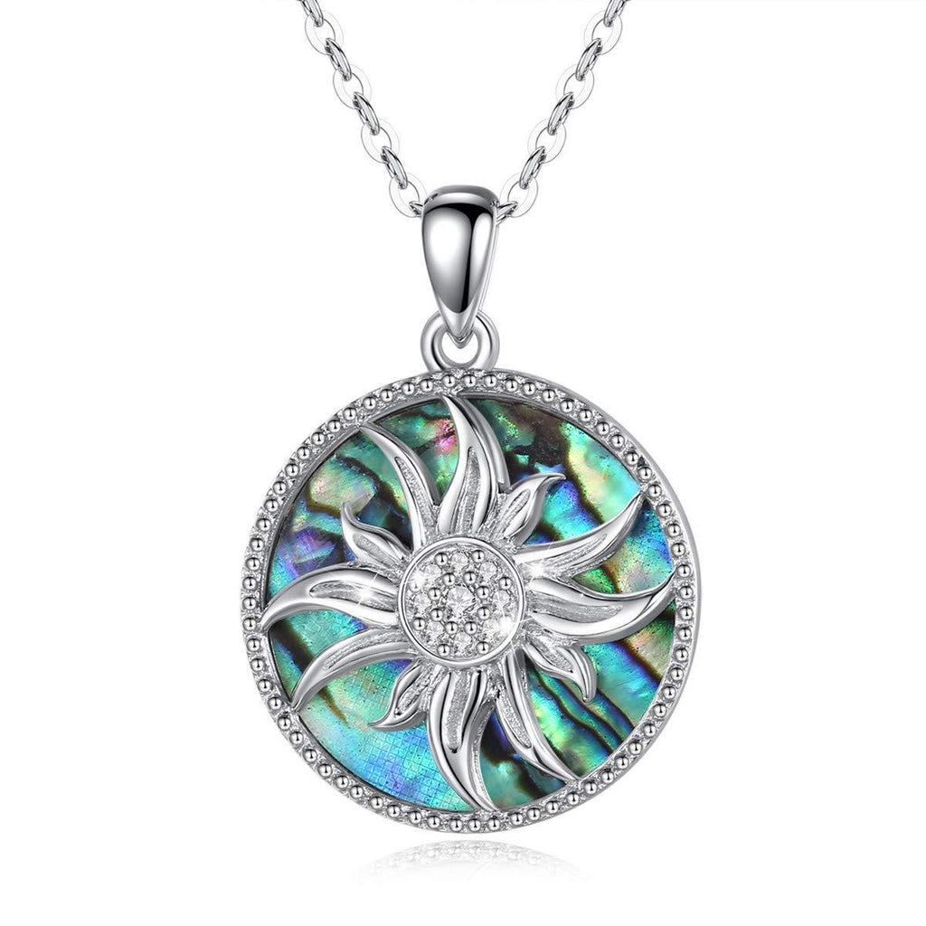 [Australia] - CELESTIA Women's Sunflower Necklace 925 Sterling Silver Mother of Pearl Abalone Shell Jewellery, You're My Sunshine Multi-colour 