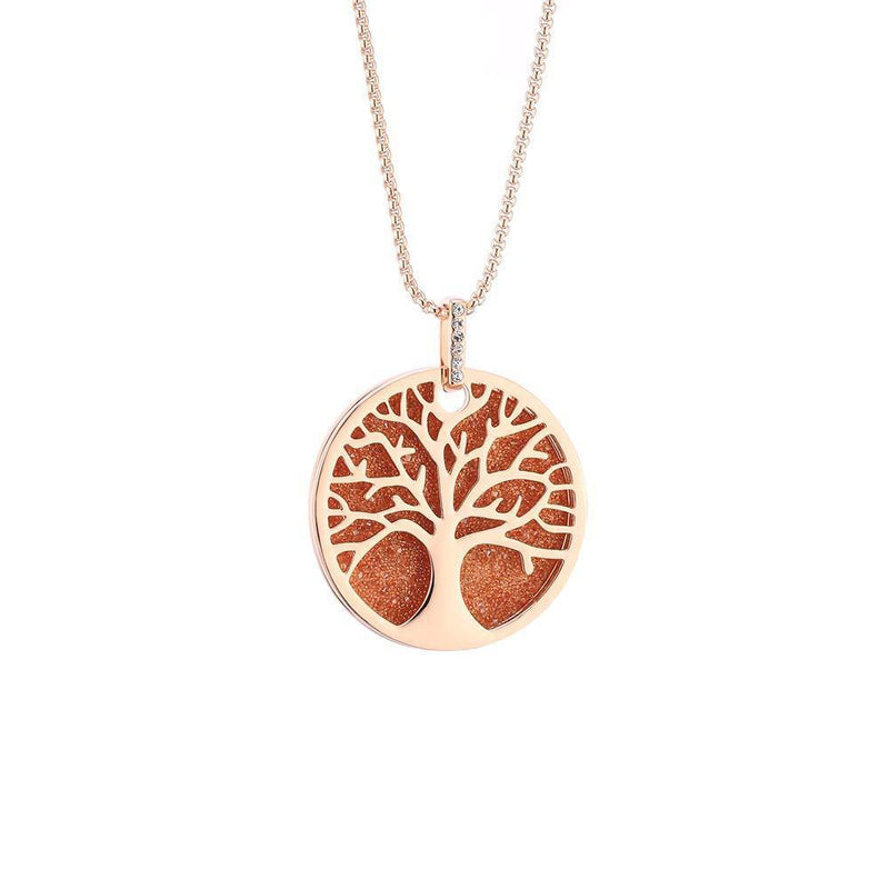 [Australia] - Anti-Allergy Tree of Life Pendant Long Necklace for Women, Link Necklace with Sparkling Crystal Sweater Chain Gold Silver Charm Jewelry Women Necklace Adjustable Necklace Gift for Friends,Mom Rose Gold 