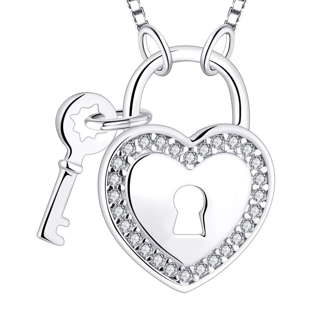 [Australia] - YL Padlock Necklace 925 Sterling Silver"Sweet Home" Key and Lock Pendant Necklace for Women,Chain 45+3CM Padlock and Key 