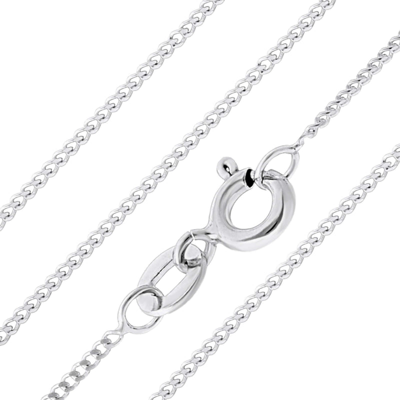 [Australia] - Aeon Jewellery 925 Sterling Silver Necklace - 1mm Diamond Cut Curb Chain Necklace | Choose from 16" - 24" Chain | For Layered Looks, Gifts or Pendant Replacements | With Polishing Cloth & Pouch Bag 18.0 Inches 