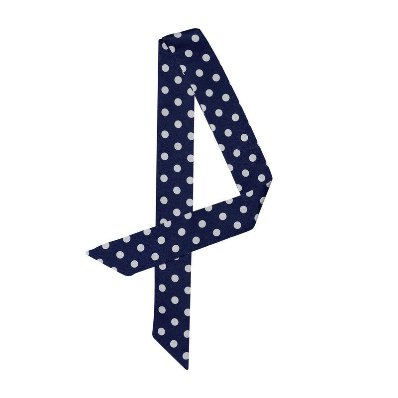 [Australia] - sourcing map 50s Skinny Silky Scarf Polka Dots Waistband Belt Long Narrow Neckscarf Bag Handle Accessory L Navy Blue 