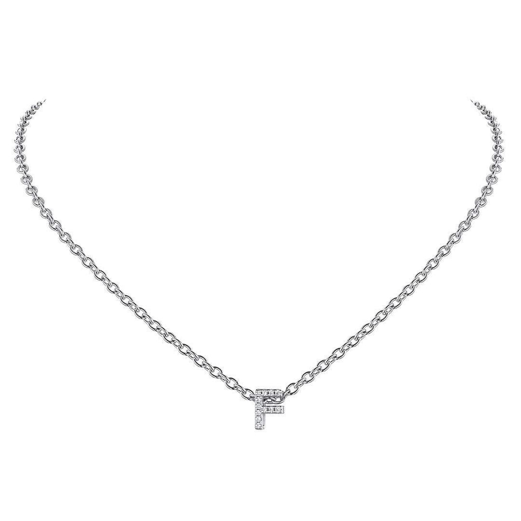 [Australia] - Women Silver Letter Necklace with Cubic Zirconia Silver Tiny Initial Choker Necklace (F) 