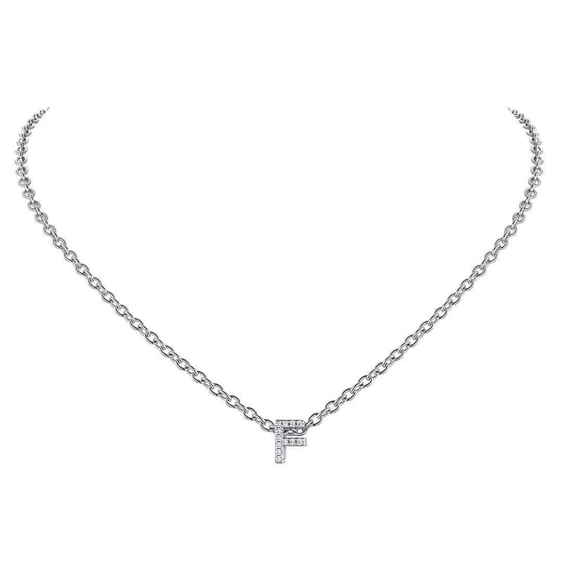 [Australia] - Women Silver Letter Necklace with Cubic Zirconia Silver Tiny Initial Choker Necklace (F) 