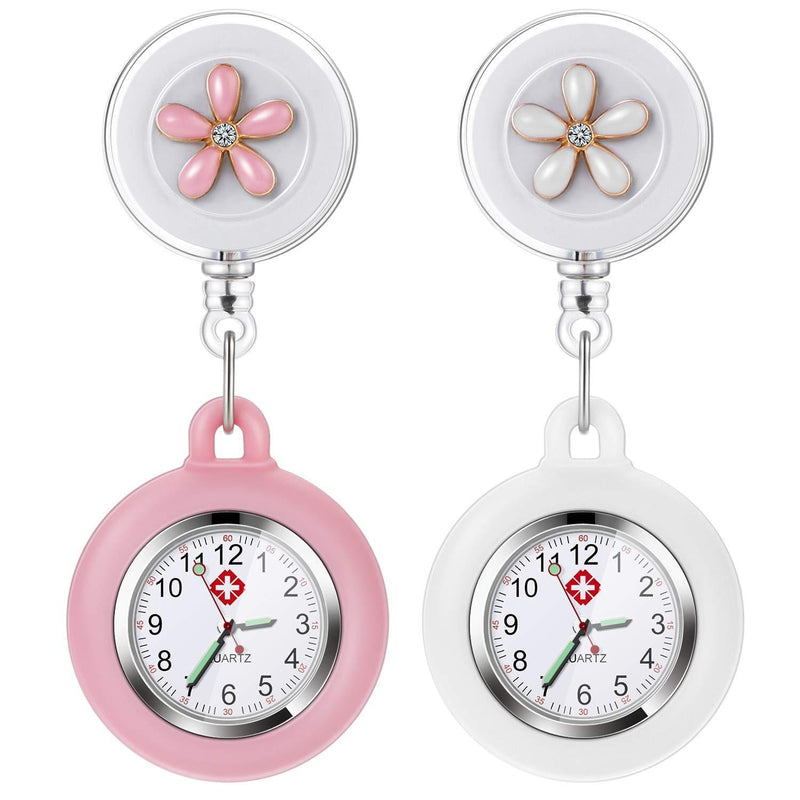 [Australia] - Nurse Fob Watch, Vintoney Retractable Clip-on Hanging Lapel Nurse Watch with Silicone Cover Brooch Badge Reel Retractable Digital Watch for Nurses Doctors 2pcs 