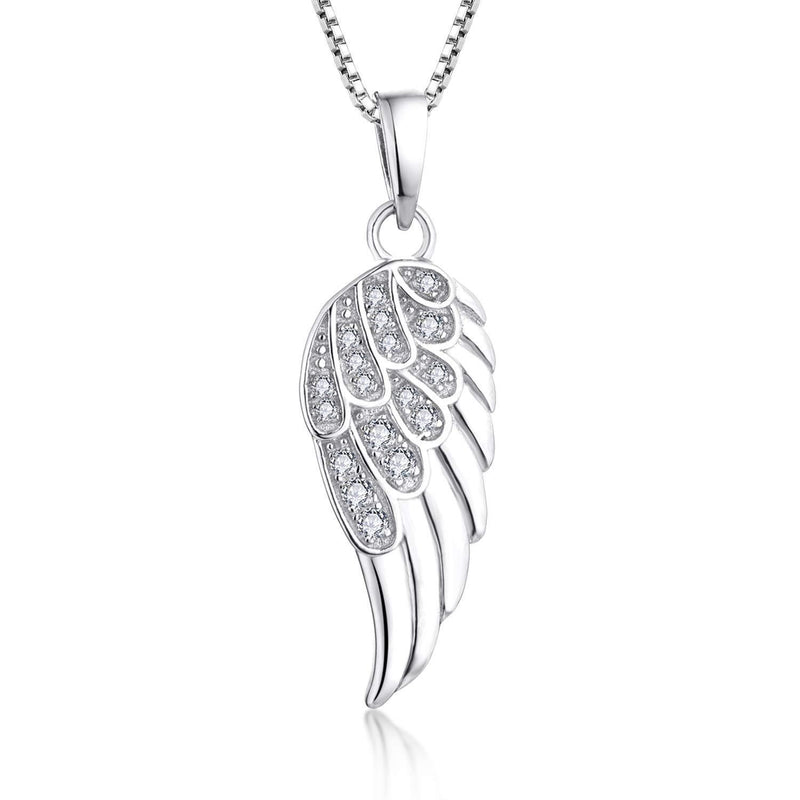 [Australia] - Starchenie Angel Wing Pendant Necklace for Women 925 Sterling Silver Cubic Zirconia Jewellery Gift White Zirconium 