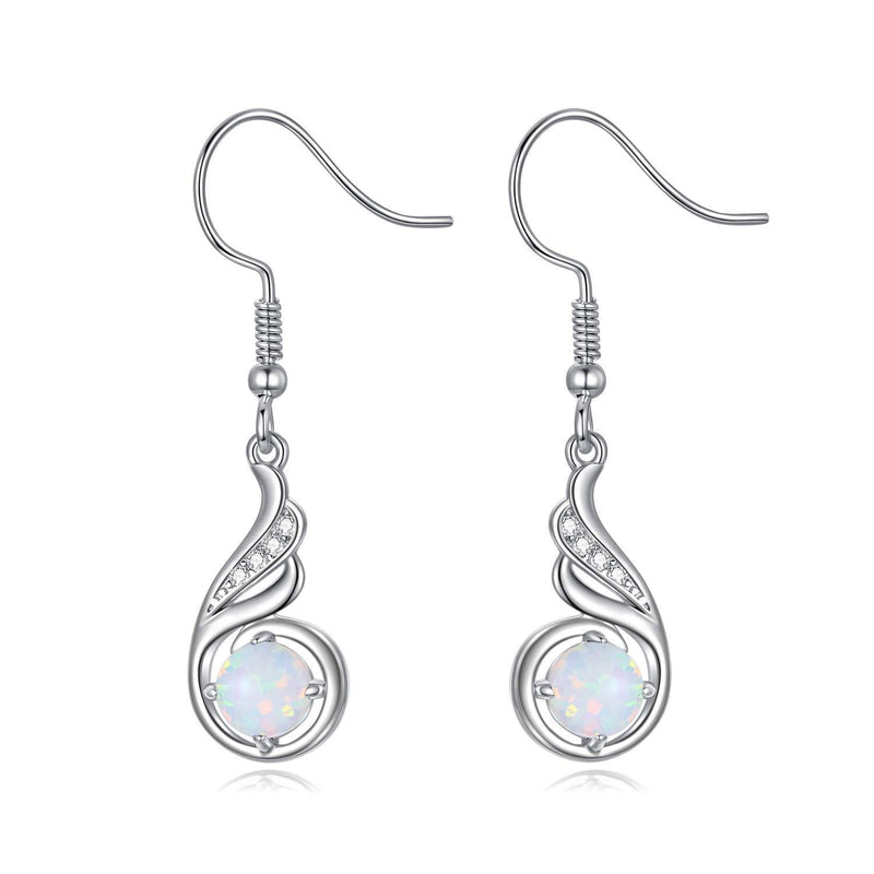 [Australia] - Opal Earrings Sterling Silver Phoenix Drop Earrings Birthstone Jewellery Hypoallergenic Phoenix Gift Birthday Presents for Women … A White Opal 