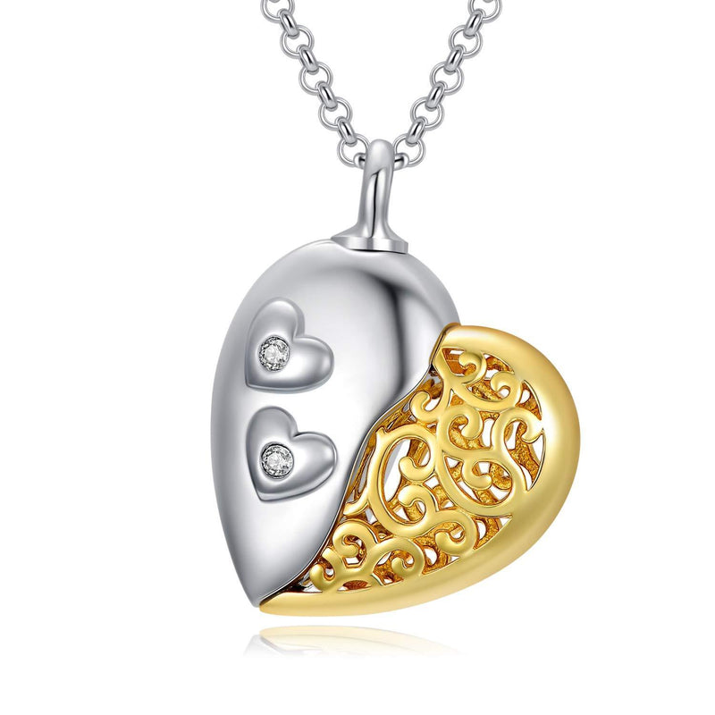 [Australia] - LONAGO 925 Sterling Silver Urn Necklace for Ashes Forever in My Heart Cremation Memorial Pendant Necklace Jewelry 