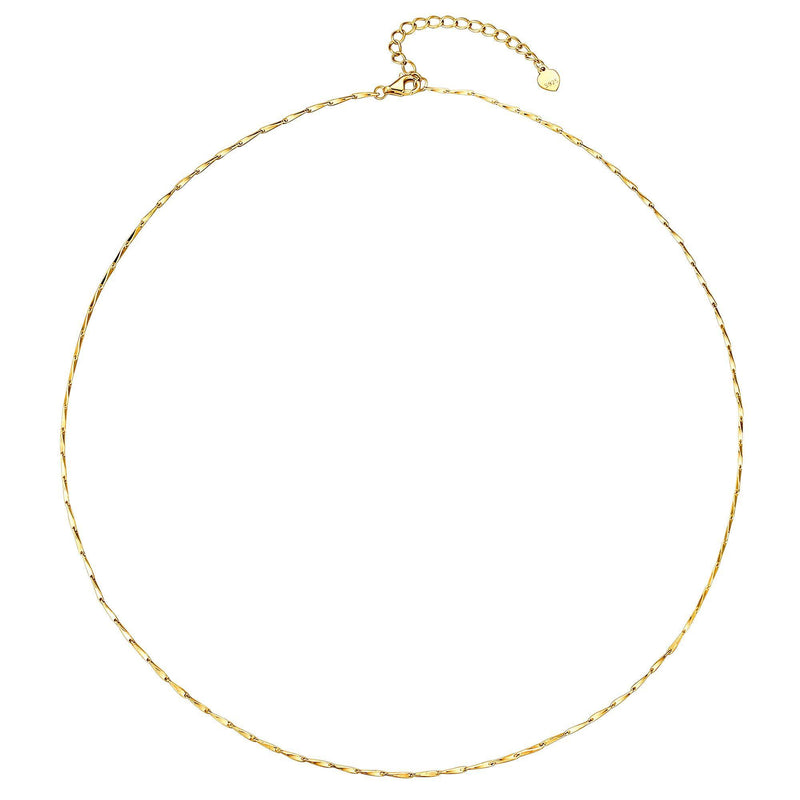 [Australia] - Silvora Sterling Silver Chains, 1/1.3/1.5 mm Slim Necklace for Women Teen Jewelry, S925 Sparkly Rolo/Box Link/Singapore/Italy Chain Necklace Super Thin & Strong with Gift Box 18.0 Inches Melon Chain Gold-Width: 0.039inch(1mm) 