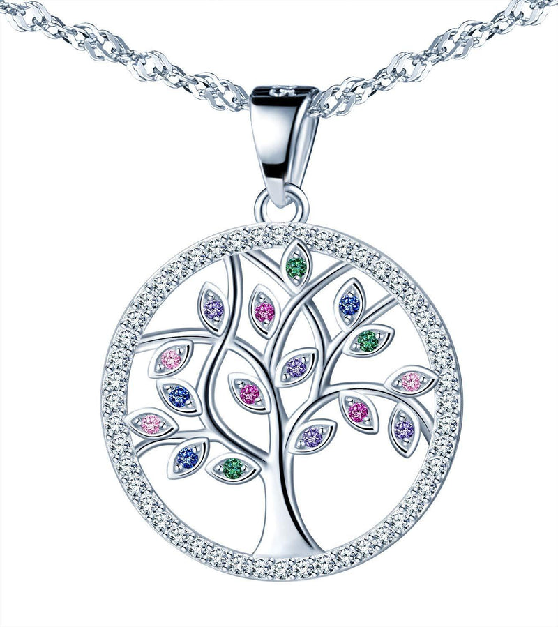 [Australia] - CPSLOVE Women's 925 sterling silver Hollow tree of life Necklace Pendant, Inlaid color zircon, girl's necklace, diamond necklace Colour 