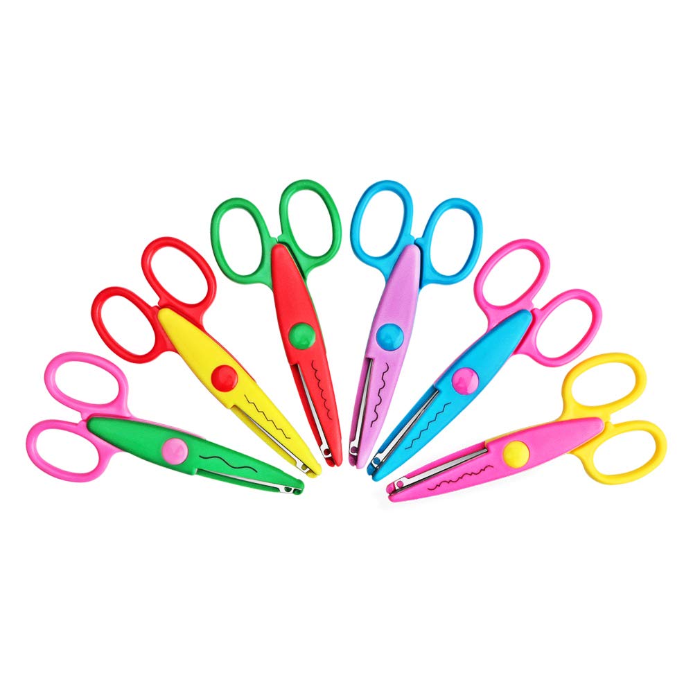 [Australia] - Asdirne Kids Scissors, Kids Craft Scissors Set of 6, Children Serrated Scissors, Zig Zag Cut Scissors, Assorted Colors 
