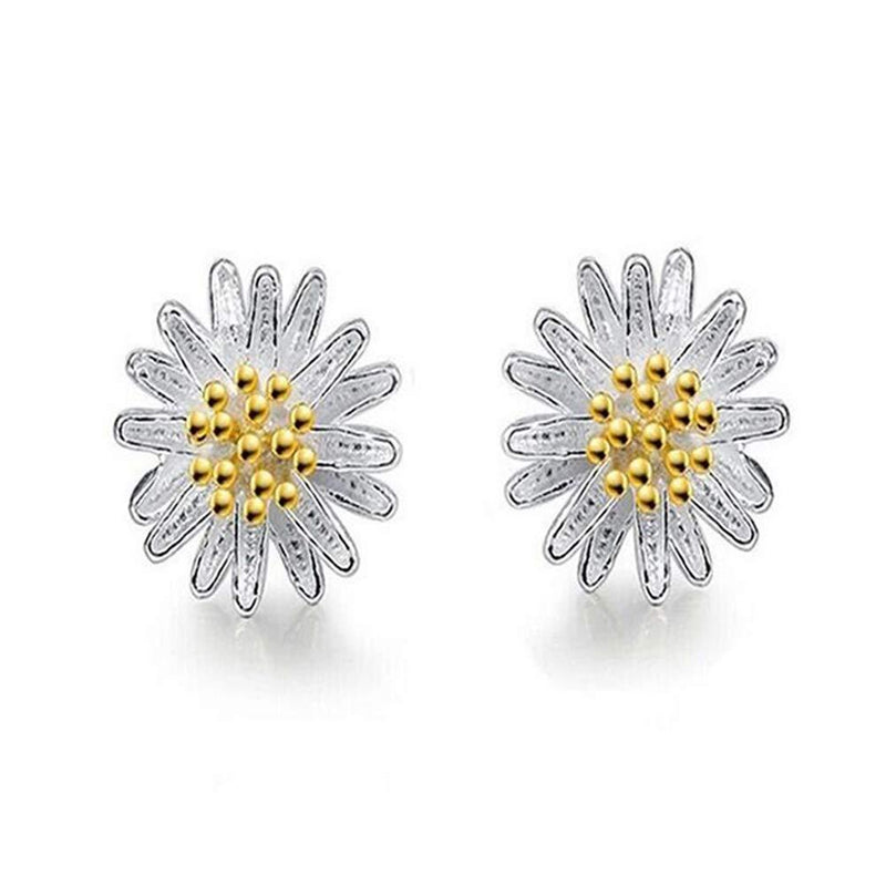 [Australia] - Daisy Flower Shape Earrings, 925 Sterling Silver Small Daisy Earrings, Cute Ear Stud Earrings Girl Fresh Temperament Flower Earring Jewelry 