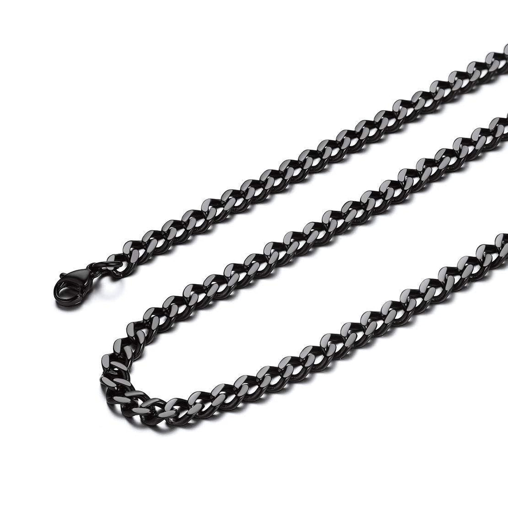 [Australia] - FindChic Mens Curb Chain 5/7/9/12mm Stainless Steel Mens Chain Necklace Hip Hop Jewellery Cuban Chain A.5mm-black 71.0 Centimetres 