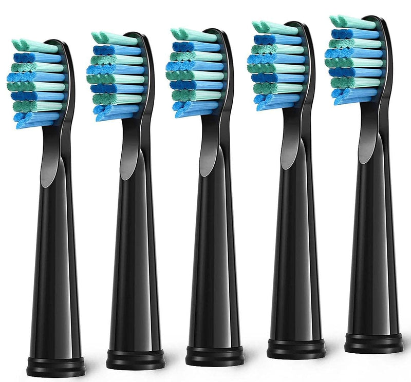 [Australia] - 5pcs Replacement Toothbrush Heads for Fairywill D7/D8/FW507/FW508, FW551/ FW917/ FW959/ FWD1/ FWD3 Black 
