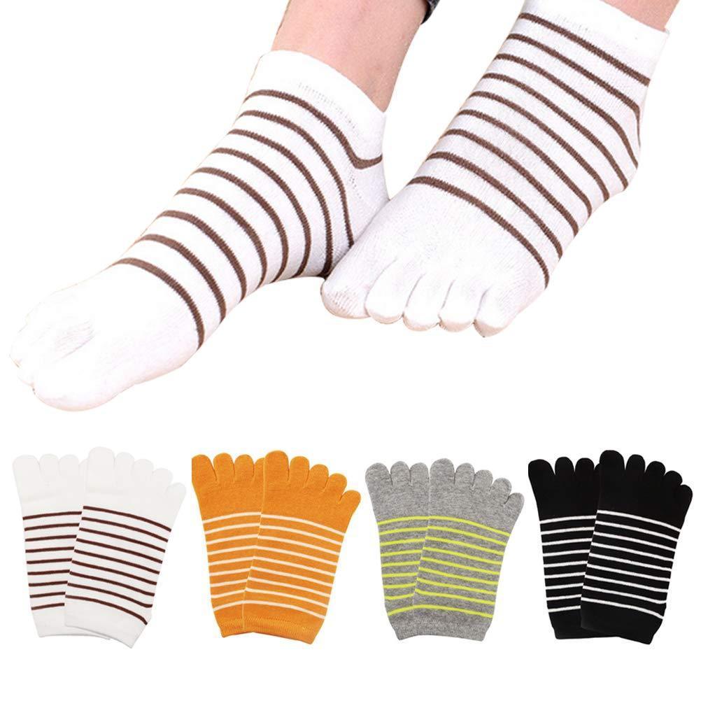 [Australia] - 4 Pairs Women's Toe Socks, Women's Five Finger Socks Cotton Running Short Socks Mini Crew Socks 