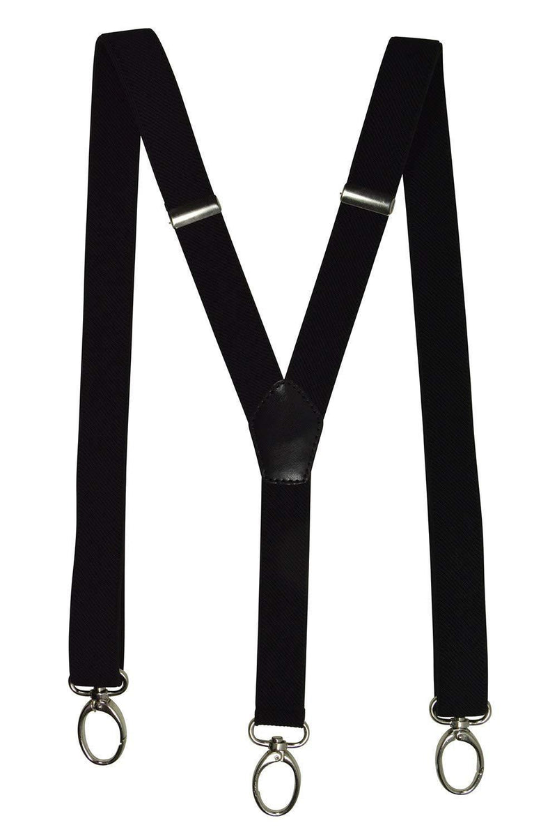 [Australia] - Olata Unisex Skinny Style Y-Shape Braces with Carabiner Clips, 2.5cm Black 
