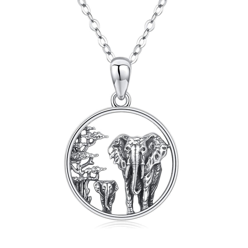 [Australia] - Elephant Necklace for Women 925 Sterling Silver Lucky Elephant Pendant Necklace Mother and Daughter/Couples Animal Family Design Jewellery Gifts for Mum Girls A-Mother 