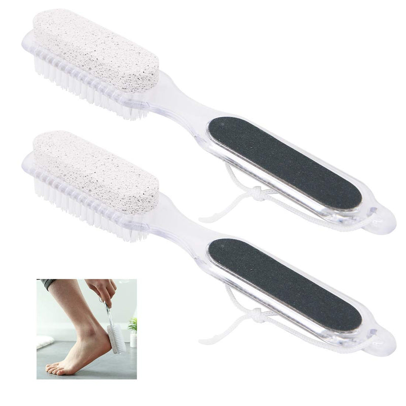 [Australia] - 2 Pack Foot File,4 in 1 Foot Care Combines with Pumice Stone Nail Brush Foot Rasp Callus Reducer for Hard Skin Removal 
