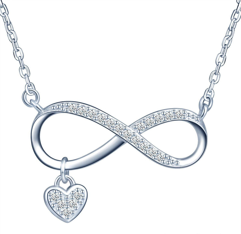 [Australia] - Women's girl's Sterling Silver Necklace, beautiful infinity symbol pendant necklace, decorated with shiny zircon, gift for Birthday, Valentine's Day and Christmas 