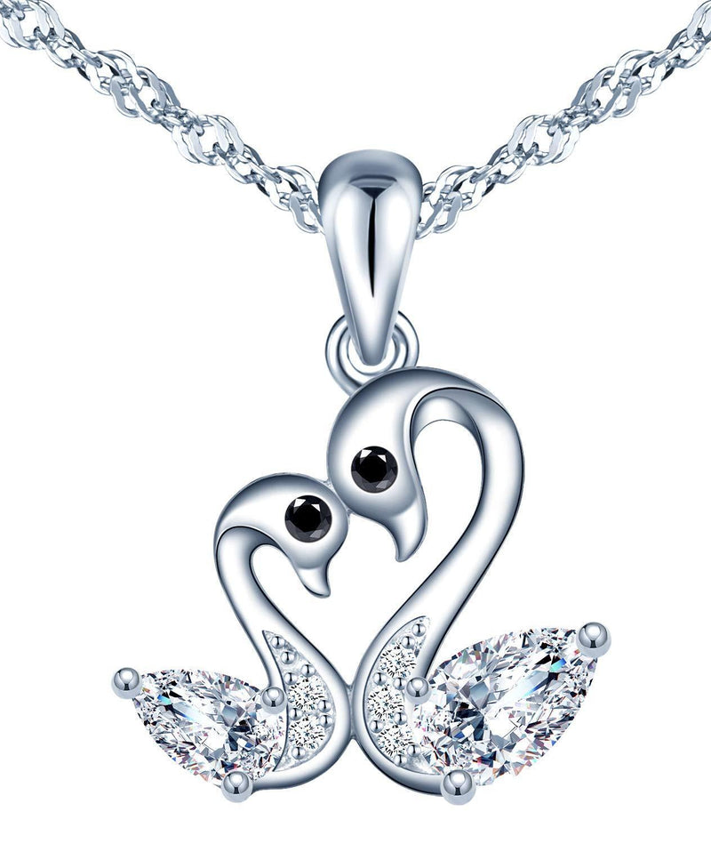 [Australia] - Women's girl's Sterling Silver Necklace, creative little swan necklace, decorated with shiny zircons, gift for Birthday, Valentine's Day and Christmas 