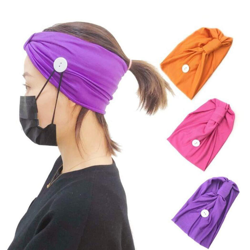 [Australia] - Simsly Boho Botton Twist Headband Elastic Turban Knot Hair Band Workout Head Wraps for Women and Girls(3pcs) 