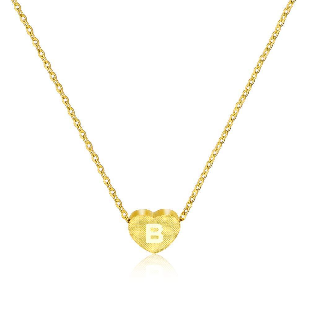 [Australia] - RWQIAN Initial Heart Necklace 18K Gold Plated Stainless Steel Small Pendant Delicate Letters Choker A to Z 26 Alphabet Inspiration Jewelry Gifts for Women Girls Child Teens B 