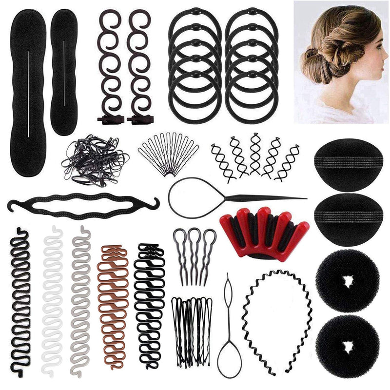 [Australia] - 90 pcs Hair Styling Set, Hair Design Styling Tools Accessories DIY Hair Accessories Hair Modelling Tool Kit Hairdresser Kit Set Magic Simple Fast Spiral Hair Braid (BBB) BBB 