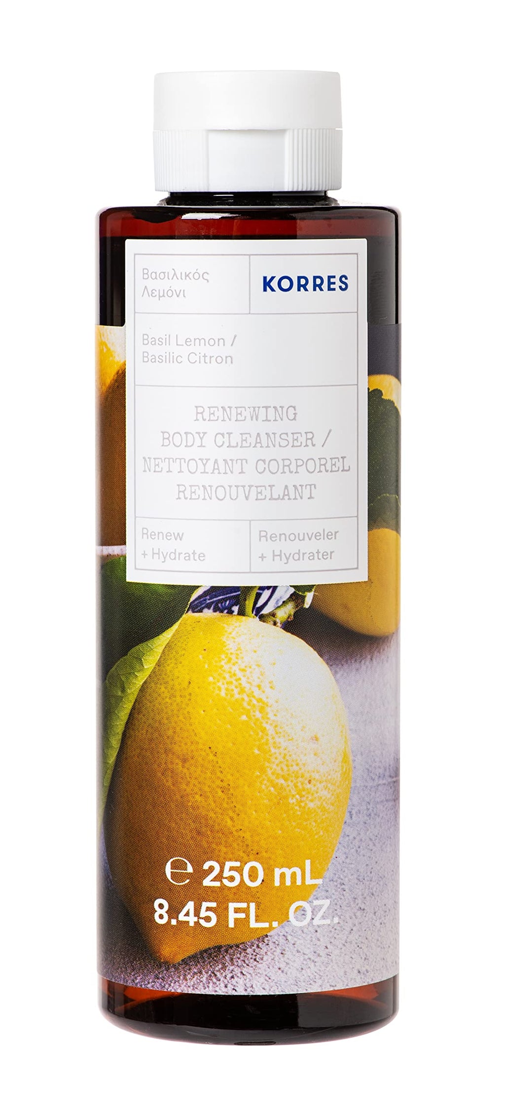 [Australia] - Korres Basil Lemon Renewing Body Cleanser, 250 ml (Pack of 1) 