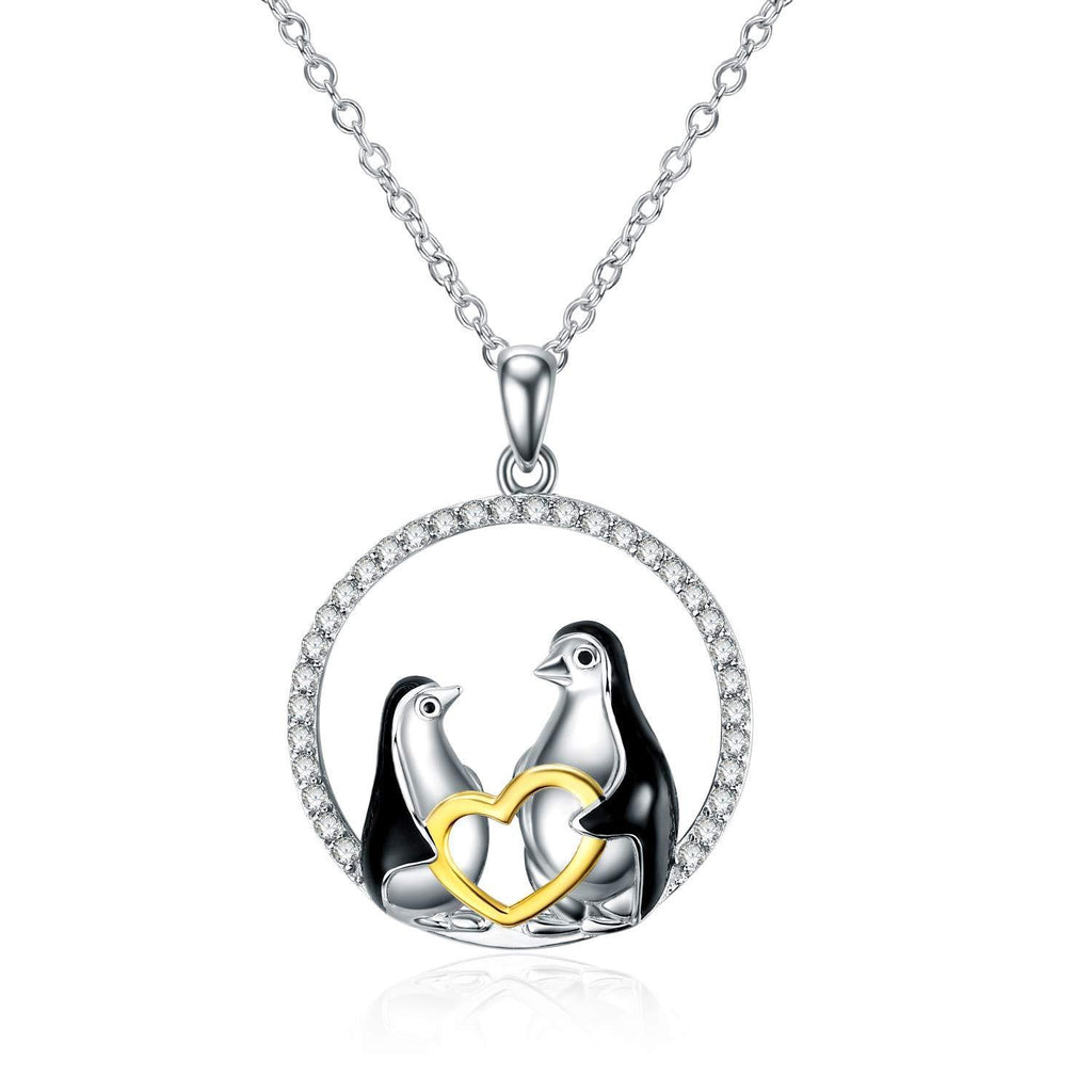 [Australia] - WINNICACA Animal Pendant Penguin/Rabbit/Elephant Necklace S925 Sterling Silver Cute Animal Jewellery for Mum Mother's Day Gifts Black-1 