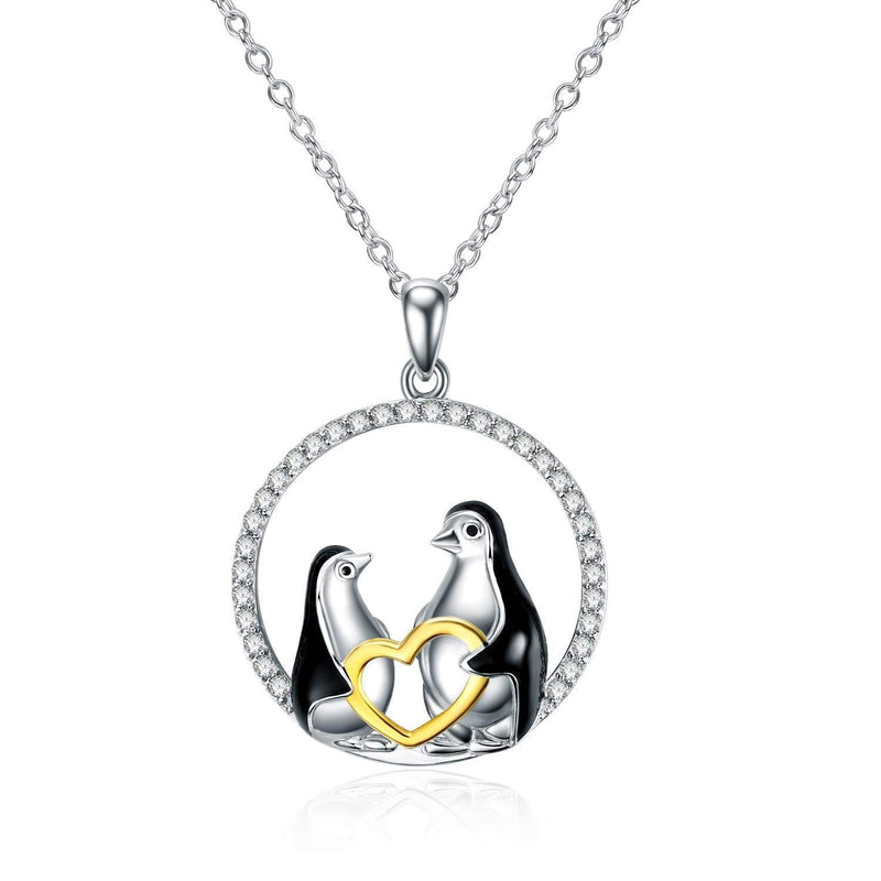 [Australia] - WINNICACA Animal Pendant Penguin/Rabbit/Elephant Necklace S925 Sterling Silver Cute Animal Jewellery for Mum Mother's Day Gifts Black-1 