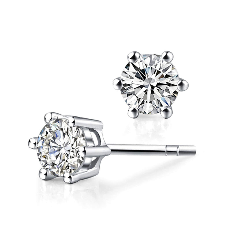 [Australia] - Stud Earrings for Women 925 Sterling Silver Earingings 4mm to 8mm Cubic Zirconia Earrings Sparkly Silver Stud Earrings Men 7mm Earring 