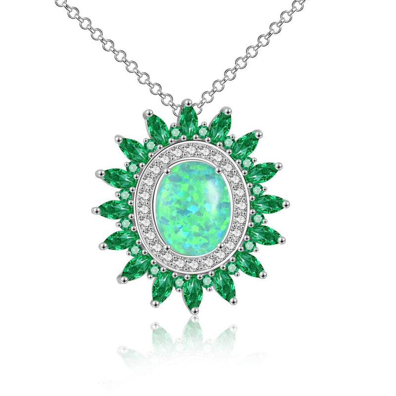 [Australia] - YFN Sparkling Birthstone Necklace for Women Sterling Silver Opal Pendant Necklace Jewellery Gifts for Girls May 