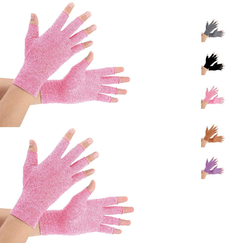 [Australia] - 2 Pairs Arthritis Gloves for Women & Men - Compression Gloves for Arthritis Pain Relief - Rheumatoid & Osteoarthritis, for Typing and Daily Work. M Pink 2 
