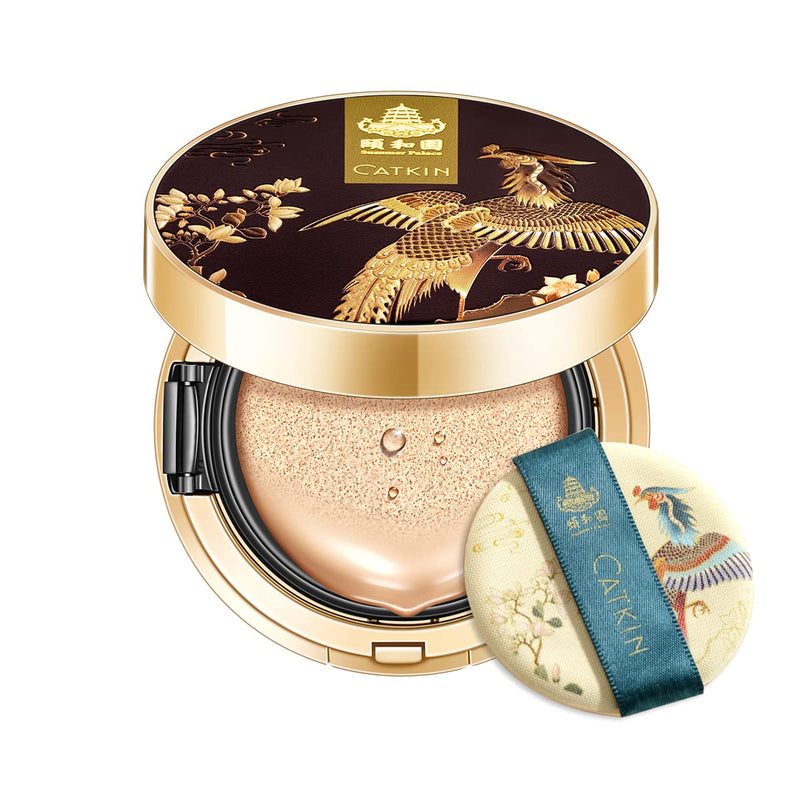 [Australia] - CATKIN X SUMMER PALACE Cushion Foundation, Flawless Face Foundation Lightweight and Smooth for mature skin, Refillable BB Cream Medium 0.46 Ounce(C02) C02 Ivory(Light) 