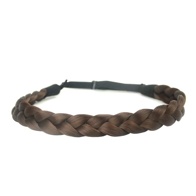 [Australia] - BOBIYA 3 Strands Synthetic Hair Braided Headband Classic Chunky Wide Plaited Braids Elastic Stretch Hairpiece for Women Girl Beauty Accessory, 55g (Chestnut) Chestnut 