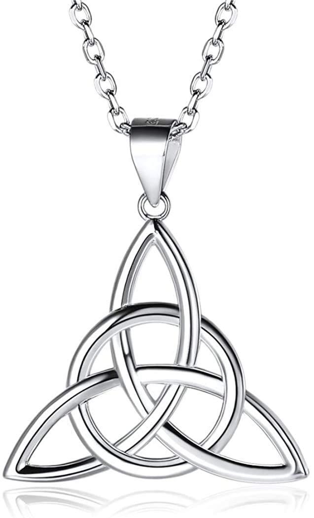 [Australia] - Sterling Silver Good Luck Irish Jewellery Celtic Knot Triangle Vintage Pendant Necklaces, Rolo Chain 18 inches 