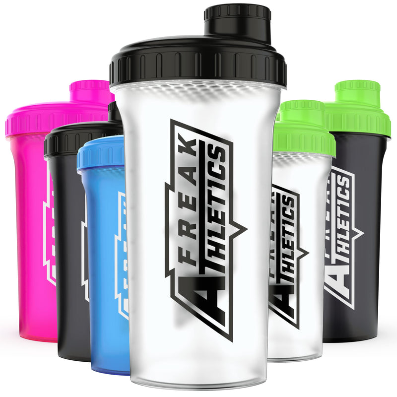[Australia] - Protein Shaker Bottle 700ml Premium BPA Free shaker Bottle by Freak Athletics (Clear Transparent / Black Lid) Clear Transparent / Black Lid 